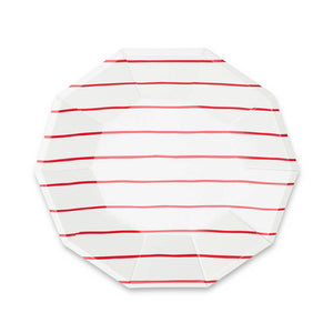 Frenchie Striped Large Plates - Candy Apple