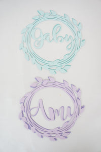 mint and lilac cake topper