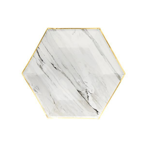 Blanc - White Marble Small Paper Plates