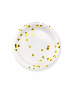 Party Plates  (round gold) Polka dots