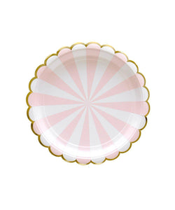 Pastel Pink Stripe Party Plates (small) - Open Pack